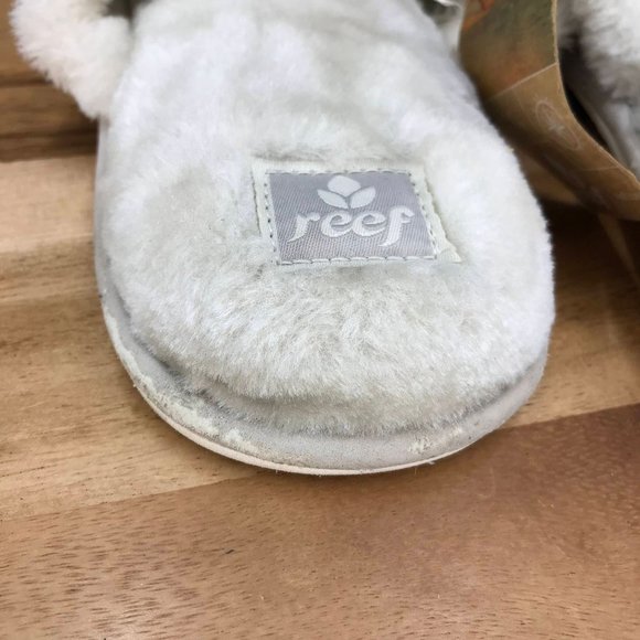 Reef White Perforated Faux Fur Lined Slip On Slippers Womens XL Size 11 - Picture 8 of 11